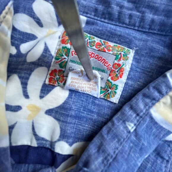 Reyn Spooner Mens XL Blue Yellow Floral Leaf Commerative Classic Hawaiian Shirt - Picture 4 of 11